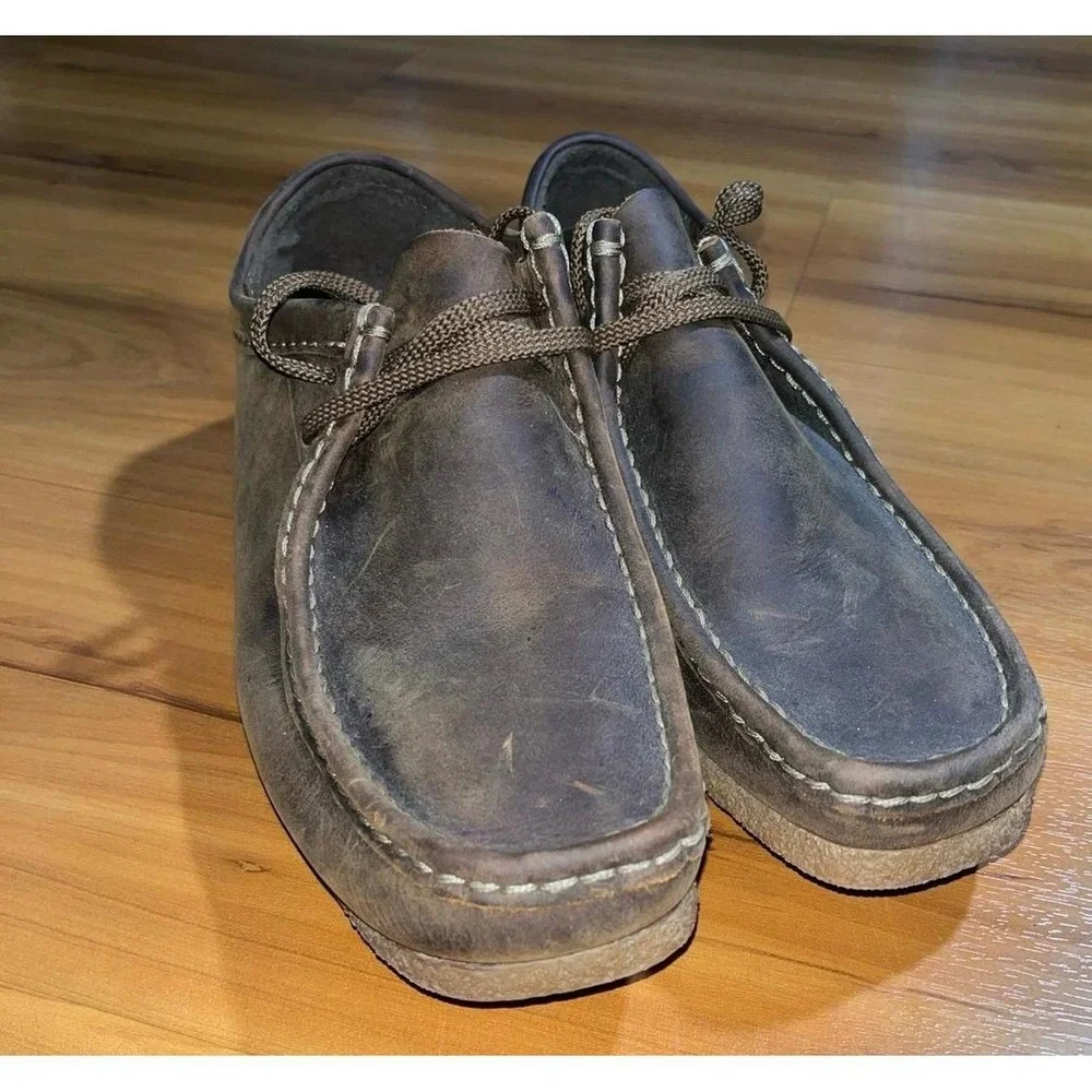 Mens Clarks Shacre II Run Brown Suede Wallabee Loafers Shoes